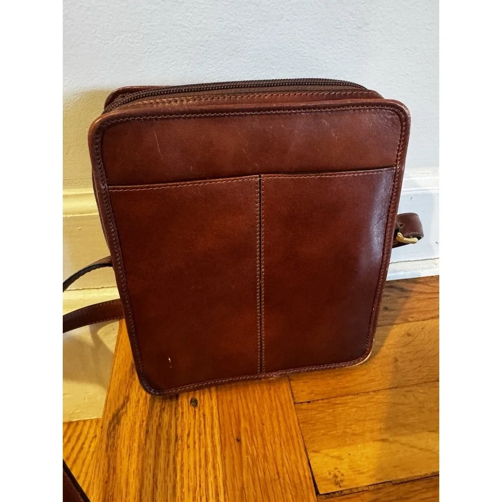 Vintage Etienne Aigner Checkerboard Weave Leather Crossbody Purse Brown Boxy Bag